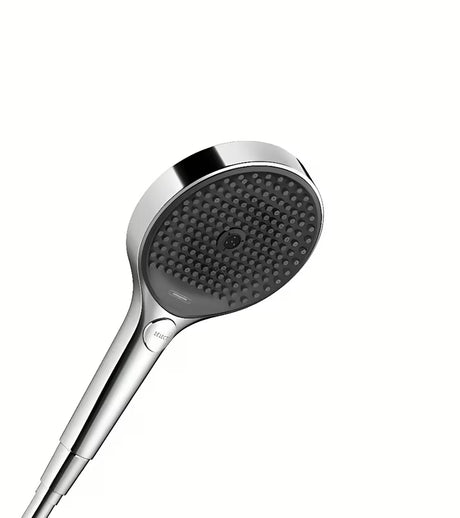 Słuchawka prysznicowa hansgrohe Rainfinity 130 w chromie z antracytową tarczą strumieniową i trzema rodzajami strumienia