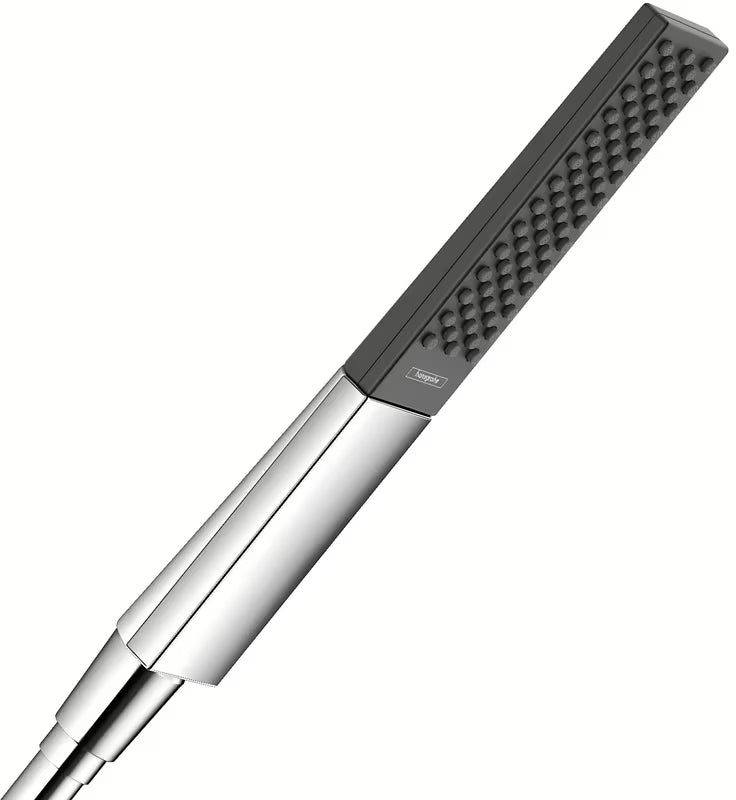 Słuchawka prysznicowa typu stick hansgrohe Rainfinity 100 1jet w chromie z antracytowym wykończeniem, ze strumieniem PowderRain.