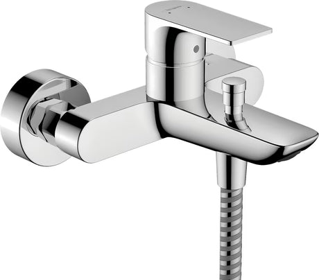 Chromowana ścienna jednouchwytowa bateria wannowa hansgrohe Rebris E z przełącznikiem wanna prysznic