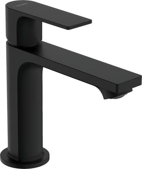 Hansgrohe Rebris E bateria umywalkowa jednouchwytowa w matowej czerni z odpływem z korkiem automatycznym