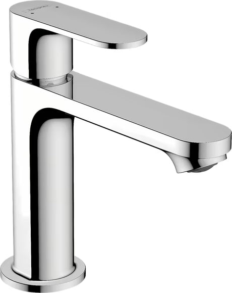 Chromowana bateria umywalkowa jednouchwytowa Hansgrohe Rebris S z odpływem z korkiem automatycznym