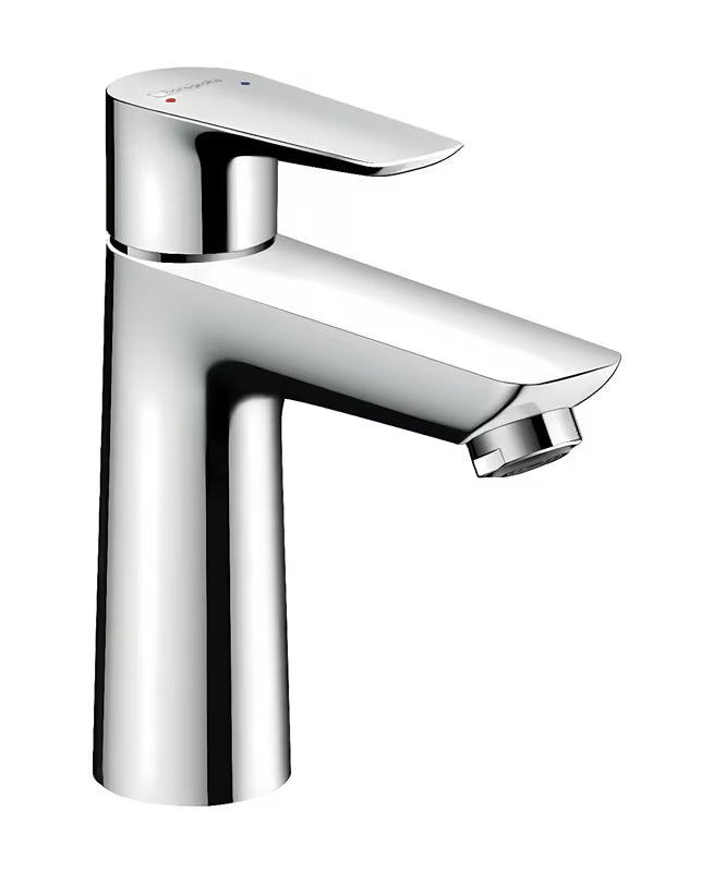 Chromowana bateria umywalkowa jednouchwytowa Hansgrohe Talis E 110 z odpływem z cięgłem