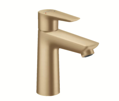 Bateria umywalkowa jednouchwytowa Hansgrohe Talis E z odpływem w wykończeniu szczotkowany brąz.