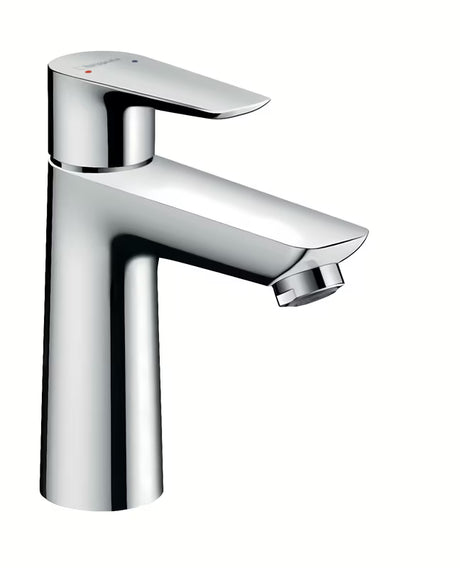 Chromowana bateria umywalkowa jednouchwytowa hansgrohe Talis E 110 z korkiem Push-Open