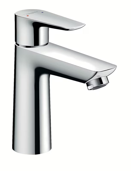 Chromowana bateria umywalkowa jednouchwytowa Hansgrohe Talis E 110 bez odpływu z technologią AirPower i QuickClean.