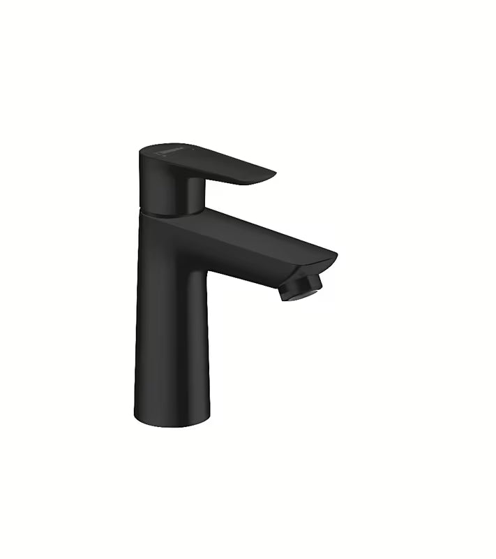 Hansgrohe Talis E jednouchwytowa stojąca bateria umywalkowa bez odpływu w kolorze matowej czerni.