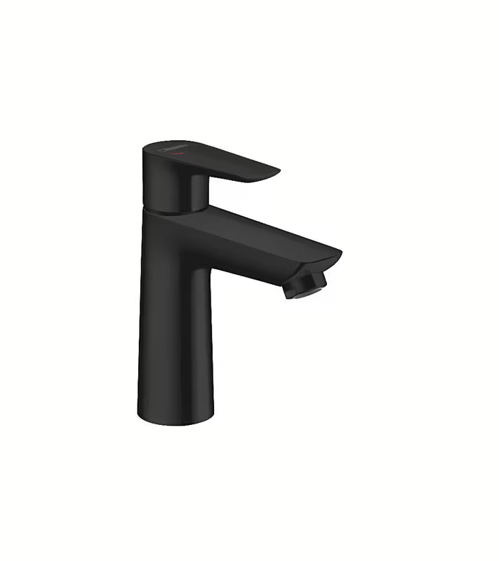 Hansgrohe Talis E 110 CoolStart jednouchwytowa bateria umywalkowa w matowej czerni z zestawem odpływowym