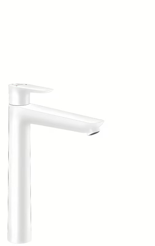 Hansgrohe Talis E wysoka bateria umywalkowa w kolorze matowej bieli bez odpływu
