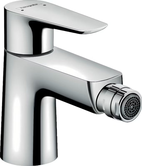 Chromowana jednouchwytowa bateria bidetowa Hansgrohe Talis E z odpływem z cięgnem i ruchomym perlatorem