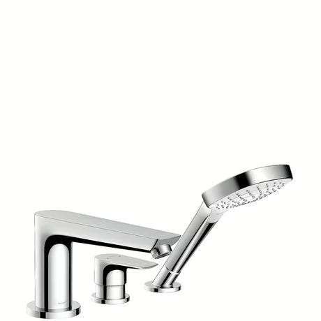 Hansgrohe Talis E chromowana bateria wannowa na brzeg wanny z rączką prysznicową