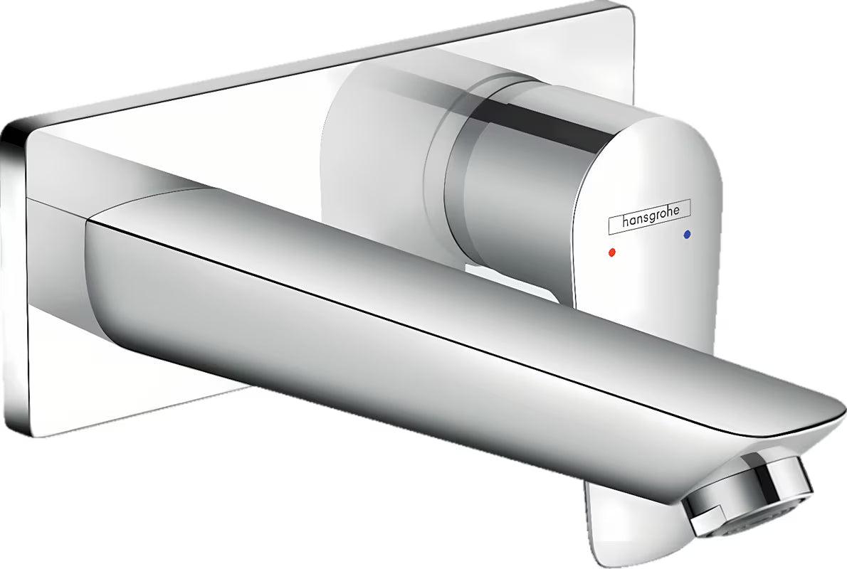 Hansgrohe Talis E podtynkowa jednouchwytowa bateria umywalkowa w wykończeniu chrom pro montaż ścienny.