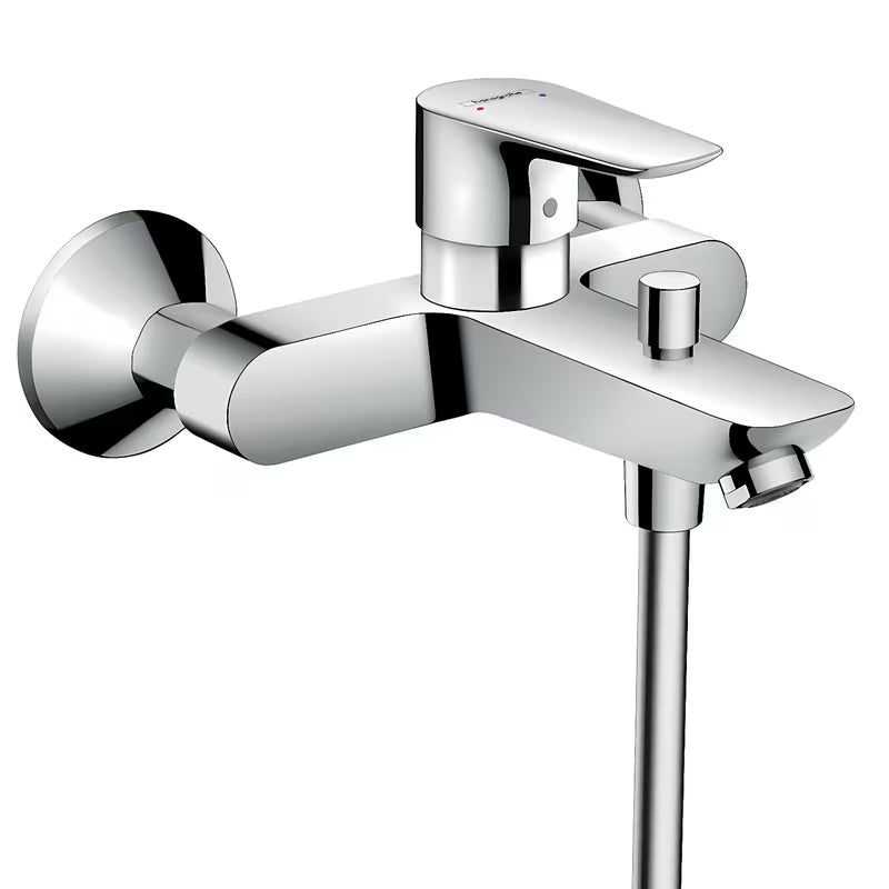 Hansgrohe Talis E ścienna jednouchwytowa bateria wannowa w chromie z wylewką do wanny i przełącznikiem na prysznic