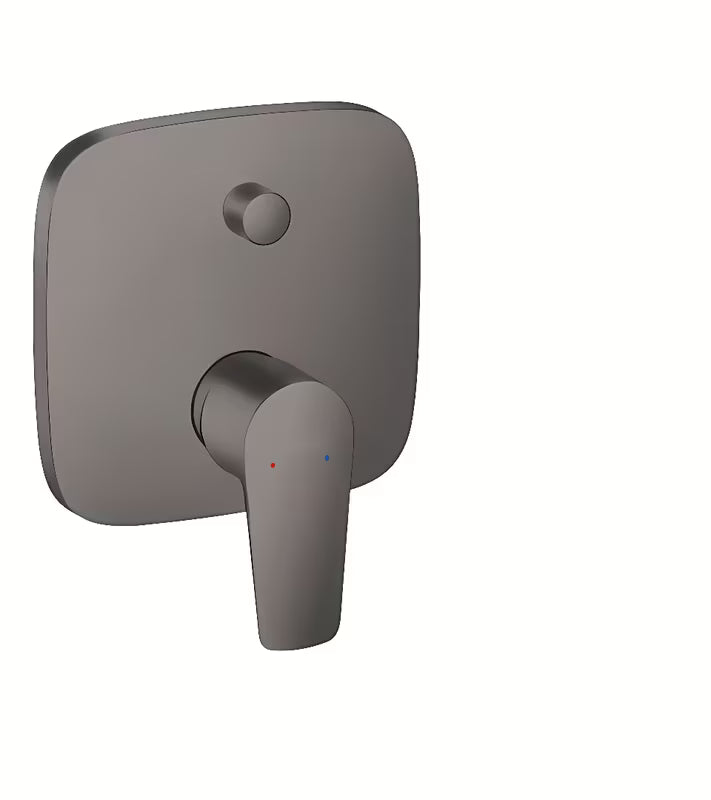 Podtynkowa jednouchwytowa prysznicowa i bateria wannowa Hansgrohe Talis E w szczotkowanym czarnym chromie z przełącznikiem