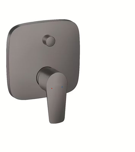 Podtynkowa jednouchwytowa prysznicowa i bateria wannowa Hansgrohe Talis E w szczotkowanym czarnym chromie z przełącznikiem