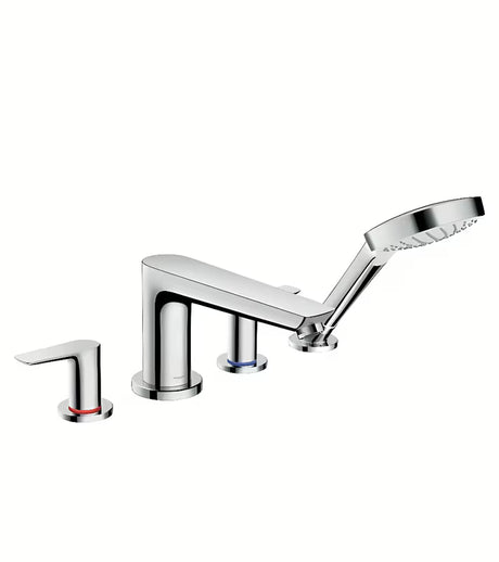 Hansgrohe Talis E bateria z kurkami bateria wannowa na brzeg wanny w chromie z rączką prysznicową