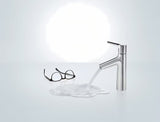 Chromowana jednouchwytowa stojąca bateria umywalkowa Hansgrohe Talis S bez odpływu