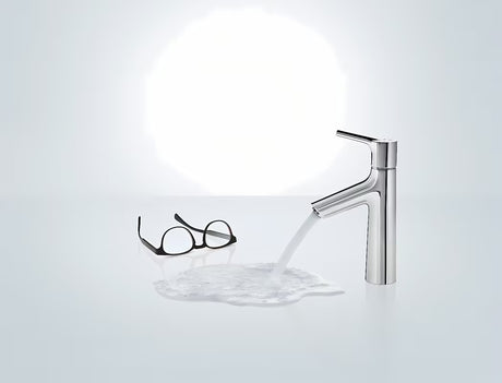 Chromowana jednouchwytowa stojąca bateria umywalkowa Hansgrohe Talis S bez odpływu