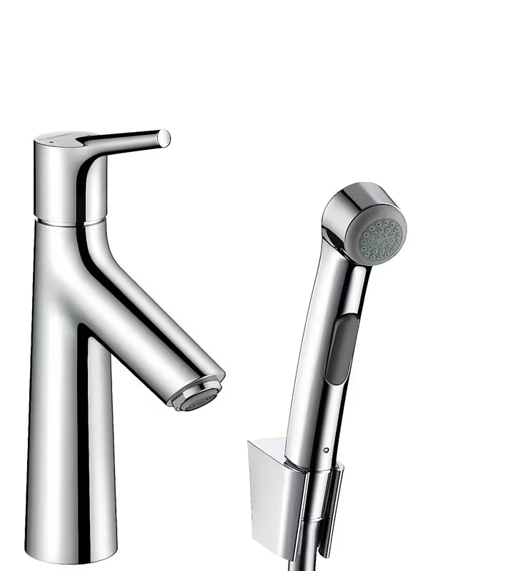 Hansgrohe Talis S chromowana jednouchwytowa bateria umywalkowa z prysznicem bidetowym Bidette i korkiem Push-Open