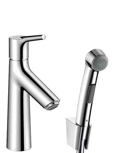Hansgrohe Talis S chromowana jednouchwytowa bateria umywalkowa z prysznicem bidetowym Bidette i korkiem Push-Open