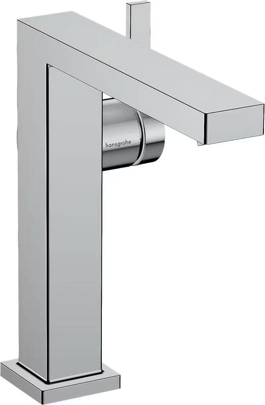 Chromowa jednouchwytowa bateria umywalkowa Hansgrohe Tecturis E z boczną dźwignią i korkiem Push open