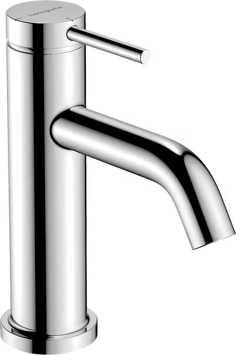 Chromowana jednouchwytowa bateria umywalkowa Hansgrohe Tecturis S z technologią CoolStart i kompletem odpływowym z cięgnem.