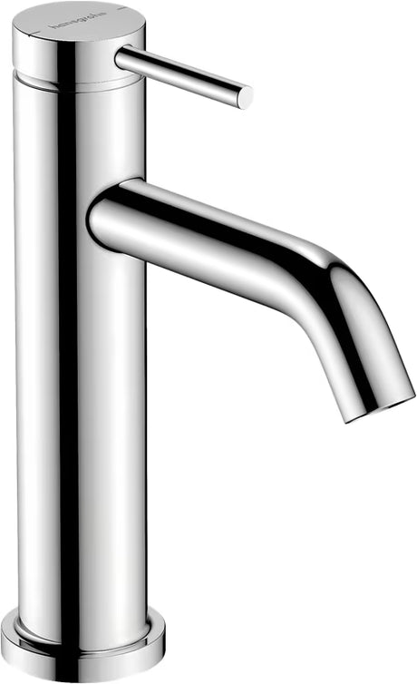 Chromowana jednouchwytowa bateria umywalkowa Hansgrohe Tecturis S 110 z odpływem oraz z oszczędnymi technologiami EcoSmart+ i AirPower.