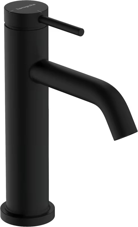 Matowo czarna jednouchwytowa bateria umywalkowa Hansgrohe Tecturis S 110 do umywalki z technologią CoolStart