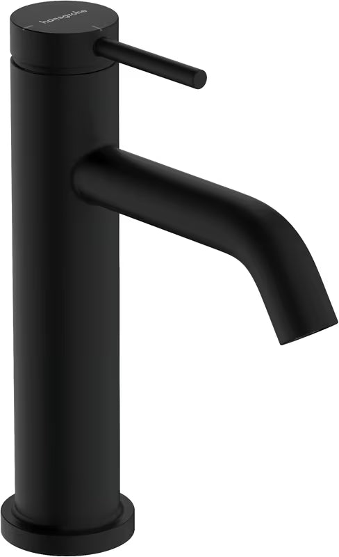 Matowo czarna jednouchwytowa bateria umywalkowa Hansgrohe Tecturis S 110 z technologiami CoolStart, EcoSmart+ i AirPower.