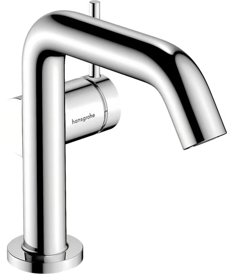Chromowana bateria umywalkowa Hansgrohe Tecturis S 110 Fine CoolStart z boczną dźwignią i korkiem Push open