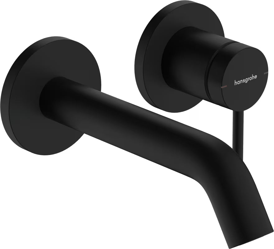 Podtynkowa bateria umywalkowa Hansgrohe Tecturis S w wykończeniu matowa czerń pro montaż ścienny.
