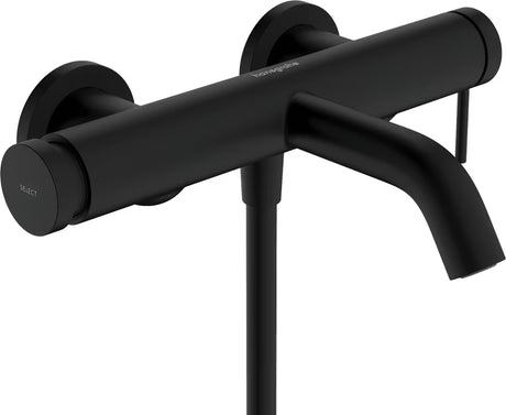 Ścienna jednouchwytowa bateria wannowa hansgrohe Tecturis S w matowej czerni z przyciskiem Select