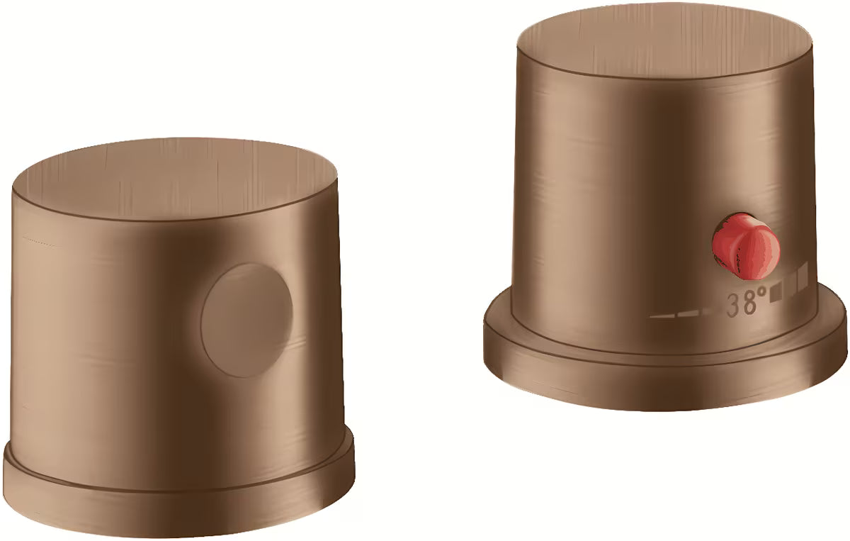 Hansgrohe Uno termostatyczna bateria wannowa na krawędź wanny w wykończeniu brushed red gold z matową powierzchnią.