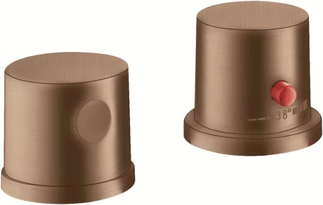 Hansgrohe Uno termostatyczna bateria wannowa na krawędź wanny w wykończeniu brushed red gold z matową powierzchnią.