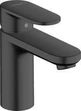 Bateria umywalkowa bateria umywalkowa hansgrohe Vernis Blend 100 w matowej czerni, z dźwignią i korkiem z cięgnem.