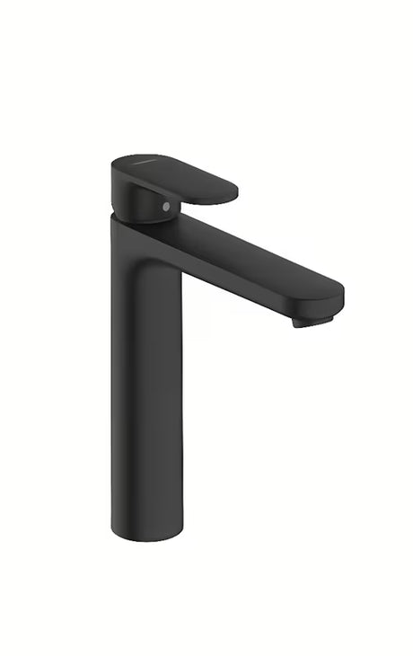 Hansgrohe Vernis Blend wysoka bateria umywalkowa jednouchwytowa w kolorze czarny mat z odpływem i z korkiem automatycznym
