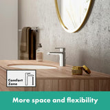 Chromowana jednouchwytowa bateria umywalkowa hansgrohe Vernis Blend z odpływem z korkiem cięgnowym