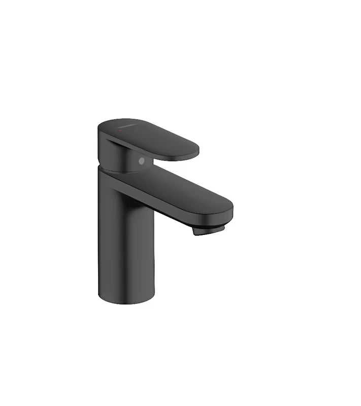 Umywalkowa jednouchwytowa bateria hansgrohe Vernis Blend 100 w matowej czerni do nowoczesnej umywalki