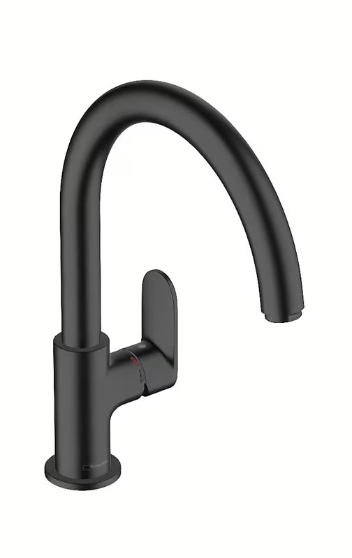 Hansgrohe Vernis Blend M35 jednouchwytowa bateria zlewozmywakowa w kolorze czarny mat z wysoką obrotową wylewką