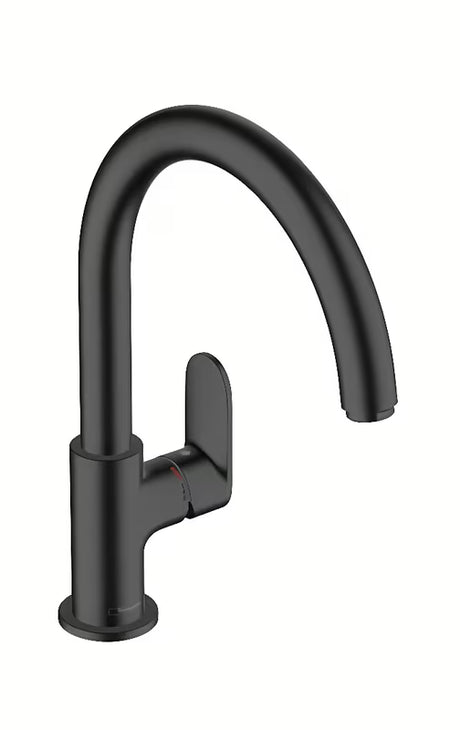 Hansgrohe Vernis Blend M35 jednouchwytowa bateria zlewozmywakowa w kolorze czarny mat z wysoką obrotową wylewką