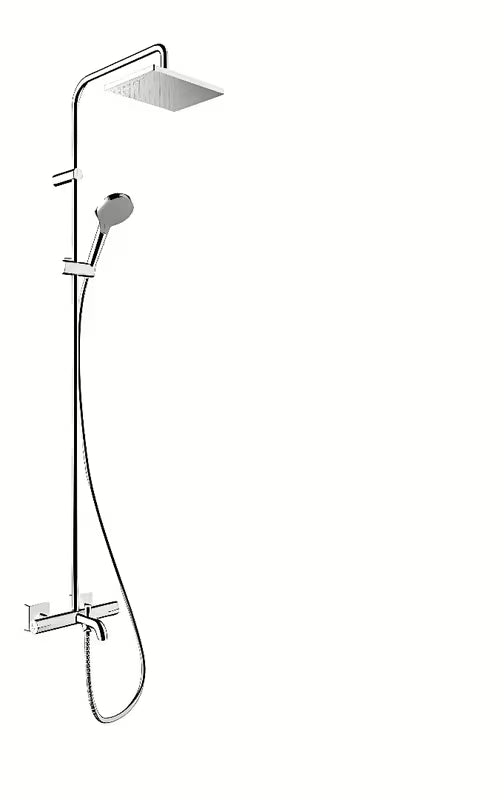 Hansgrohe Vernis Shape system prysznicowy z baterią termostatyczną w chromie z deszczownicą i słuchawką prysznicową