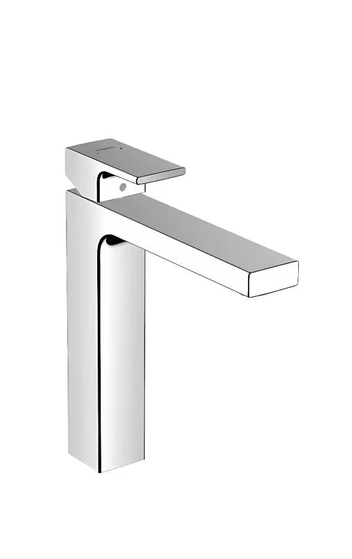 Wysoka jednouchwytowa bateria umywalkowa Hansgrohe Vernis Shape w chromie z odpływem z korkiem automatycznym