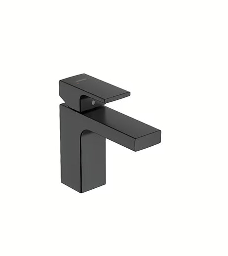Umywalkowa jednouchwytowa bateria hansgrohe Vernis Shape 100 w kolorze czarny mat do nowoczesnej umywalki.