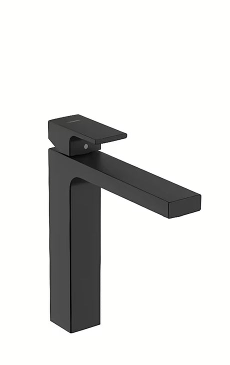 Wysoka bateria umywalkowa jednouchwytowa Hansgrohe Vernis Shape w matowej czerni z wysoką wylewką