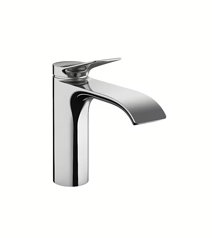 Chromowana jednouchwytowa bateria umywalkowa Hansgrohe Vivenis 110 z odpływem z cięgnem i szerokim strumieniem WaterfallStream.
