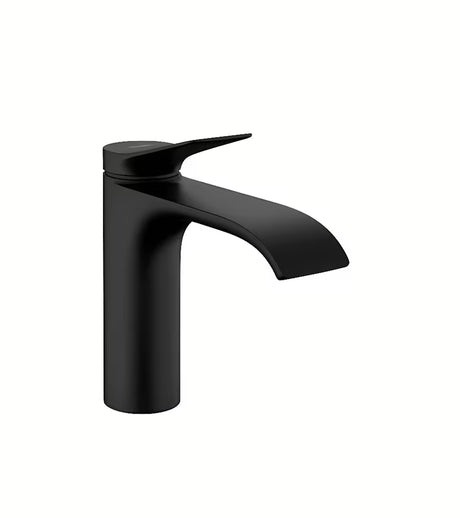 Hansgrohe Vivenis jednouchwytowa bateria umywalkowa z odpływem w matowej czerni.