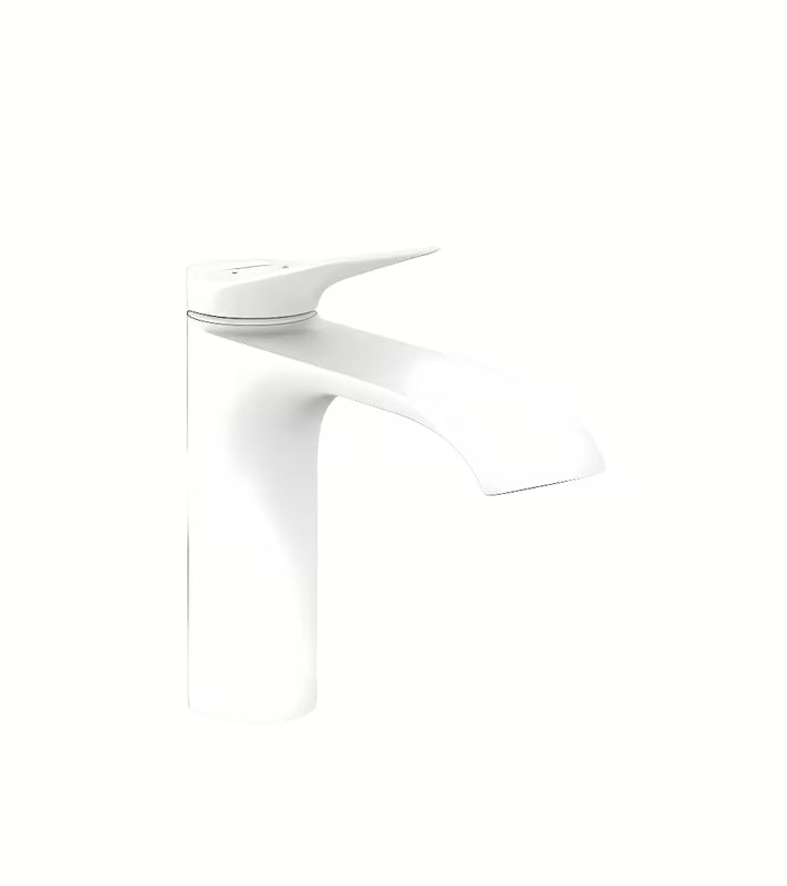Hansgrohe Vivenis jednouchwytowa bateria umywalkowa w matowej bieli z ekstra szeroką wylewką WaterfallStream