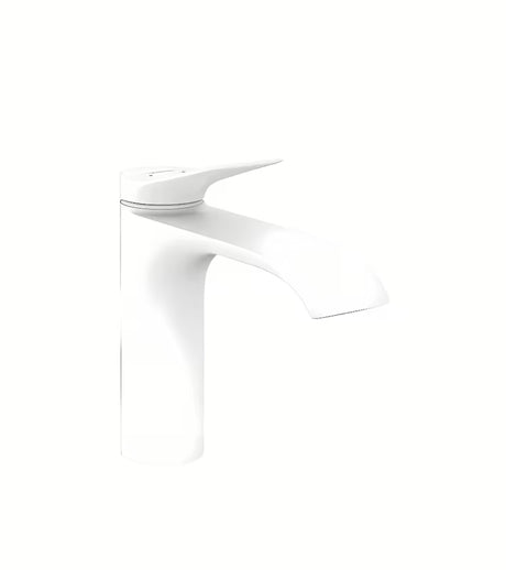 Hansgrohe Vivenis jednouchwytowa bateria umywalkowa w matowej bieli z ekstra szeroką wylewką WaterfallStream