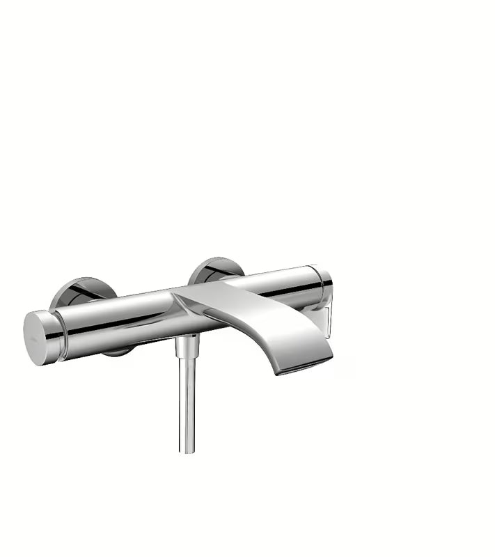 Ścienna jednouchwytowa bateria wannowa Hansgrohe Vivenis w chromie z przyciskiem Select.