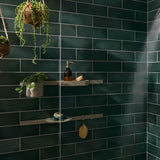 Beżowa półka prysznicowa półka hansgrohe wallstoris Planet Edition pro do przechowywania szamponu i akcesoriów prysznicowych