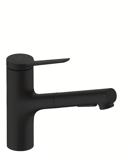 Hansgrohe Zesis bateria zlewozmywakowa w matowej czerni z wyciąganą wylewką z przełączaniem dwóch strumieni